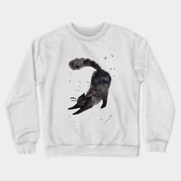 Black Cat Crewneck Sweatshirt by DaniMej